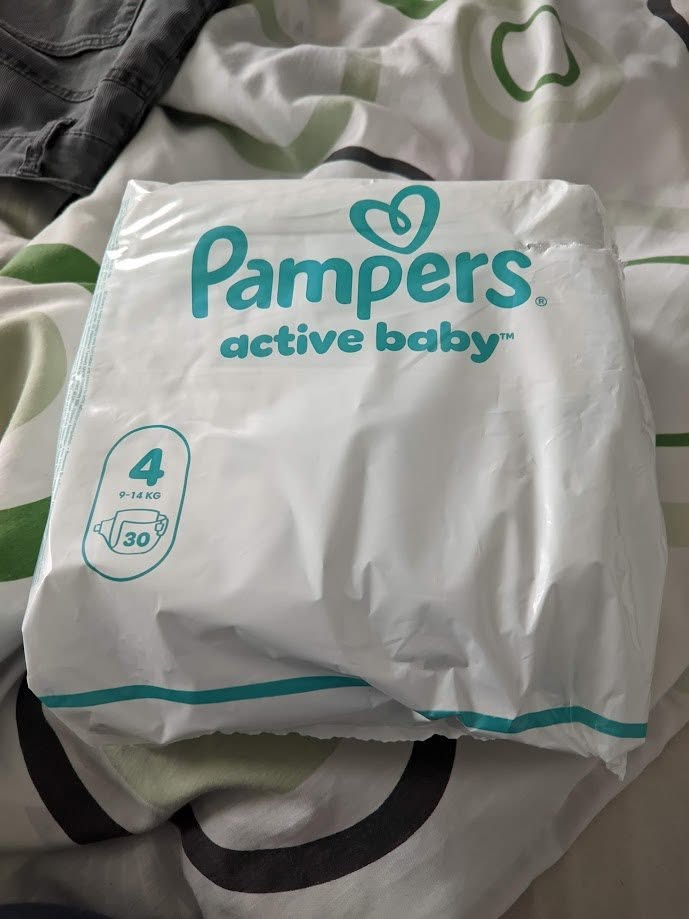 Pampers Active Baby 4 csomag - a kód a zacskó belső felén rejtőzik